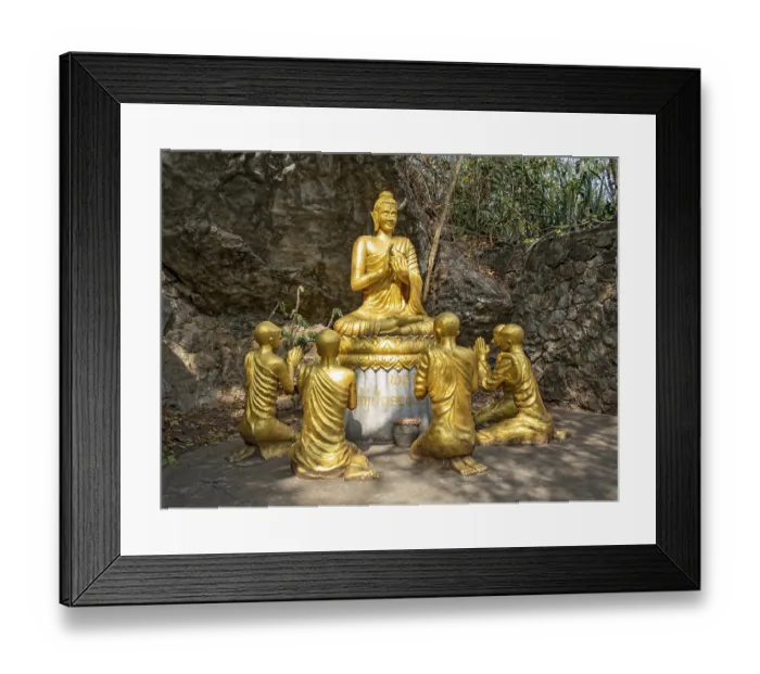 Framed Print : Statue of Buddha teaching disciples