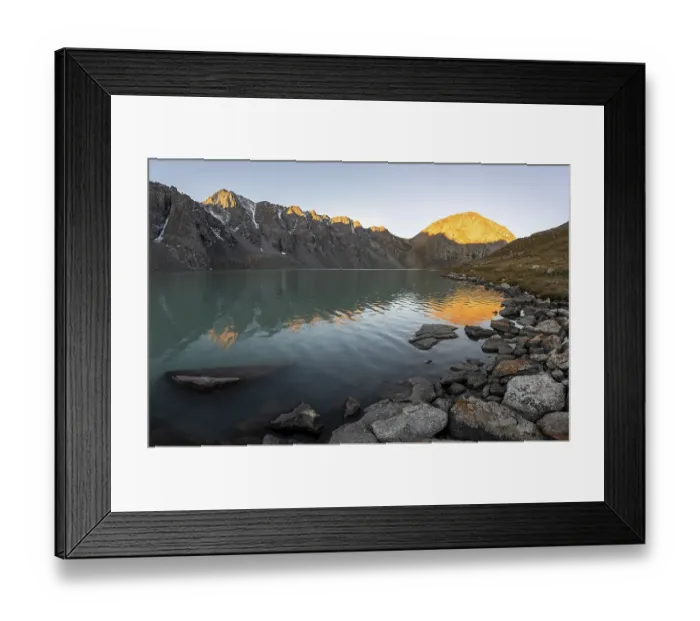 Framed Print : Mountains reflected in the lake