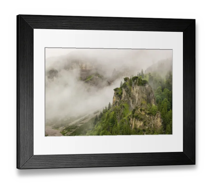 Framed Print : Wisps of mist cover the Karwendel mountains in the Grosser Ahornboden nature reserve