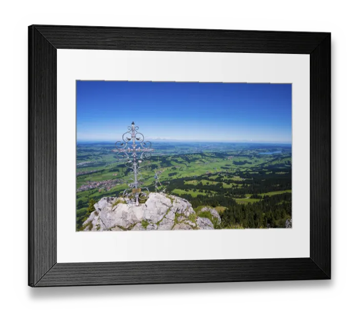 Framed Print : Panorama with iron cross from Gruenten