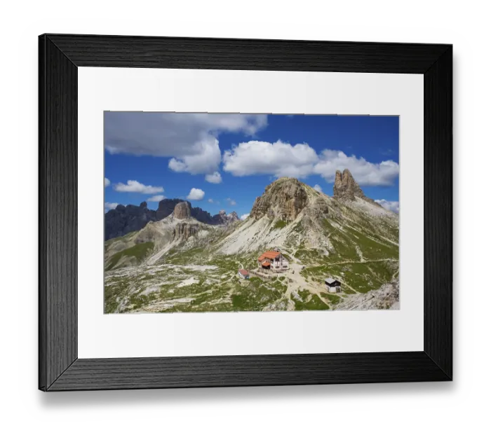 Framed Print : View of the Drei Zinnen Hut and Toblinger Knoten