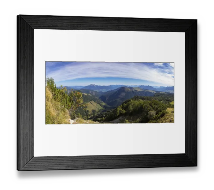 Framed Print : View from the summit of the Pitscherberg to the Wolfgangsee with Schafberg