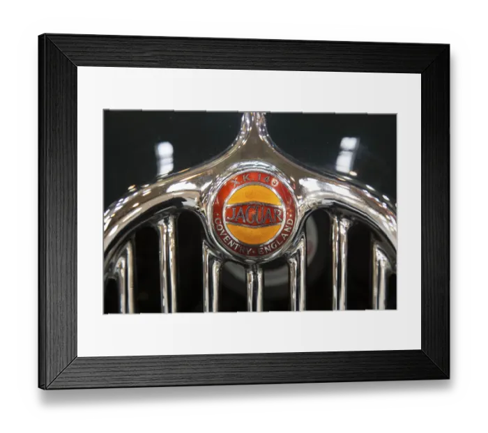 Framed Print : Radiator grille with logo of the Jaguar XK 140 Framed Print : Radiator grille with logo of the Jaguar XK 140