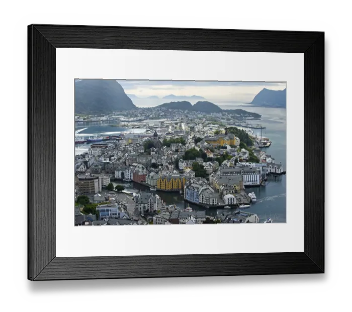 Framed Print : View from the Aksla hill to Alesund