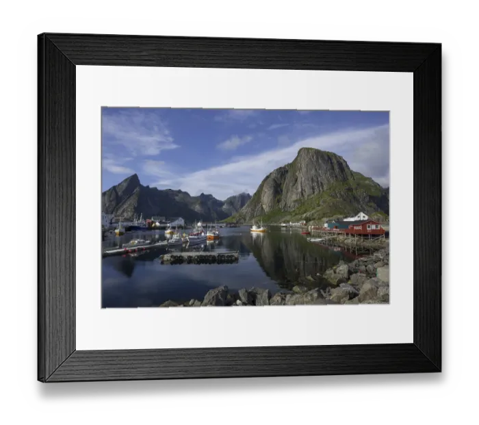 Framed Print : Sheltered harbour and high mountains Framed Print : Sheltered harbour and high mountains