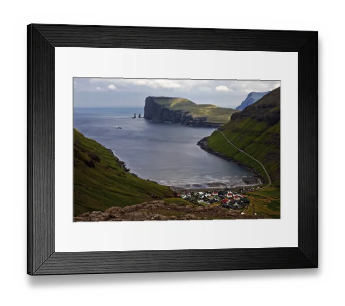 Framed Print : The small village of Tjornuvik with view of the Atlantic Ocean Framed Print : The small village of Tjornuvik with view of the Atlantic Ocean