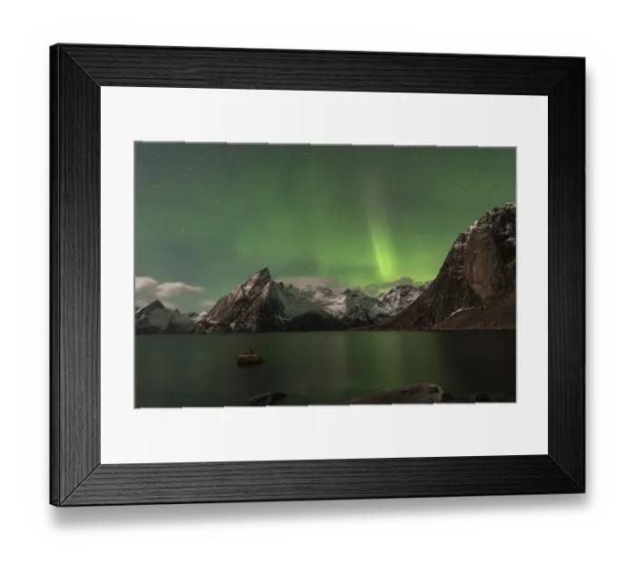 Framed Print : Northern Lights or Aurora Borealis over mountains Framed Print : Northern Lights or Aurora Borealis over mountains