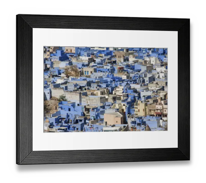 Framed Print : Blue houses, Jodphur, Rajasthan, India, Asia