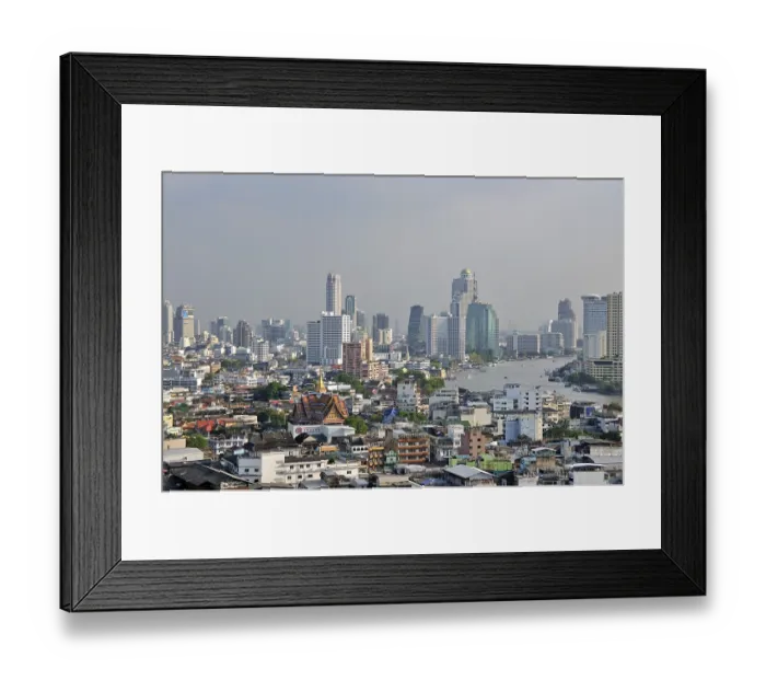 Framed Print : Cityscape, Chinatown in front of the financial district of Bang Rak with hotel skyscrapers