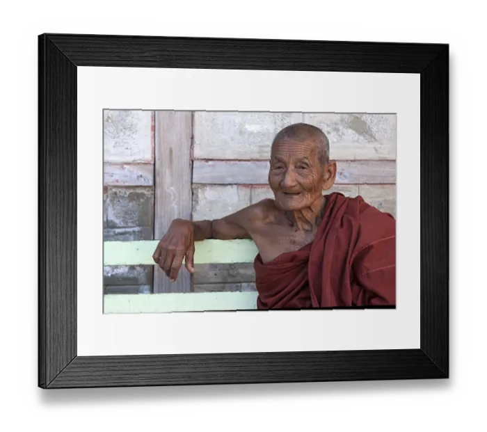 Framed Print : Old monk, Shwe Yan Bye Monastery