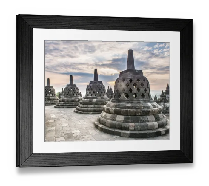 Framed Print : Temple complex Borobudur at sunrise Framed Print : Temple complex Borobudur at sunrise