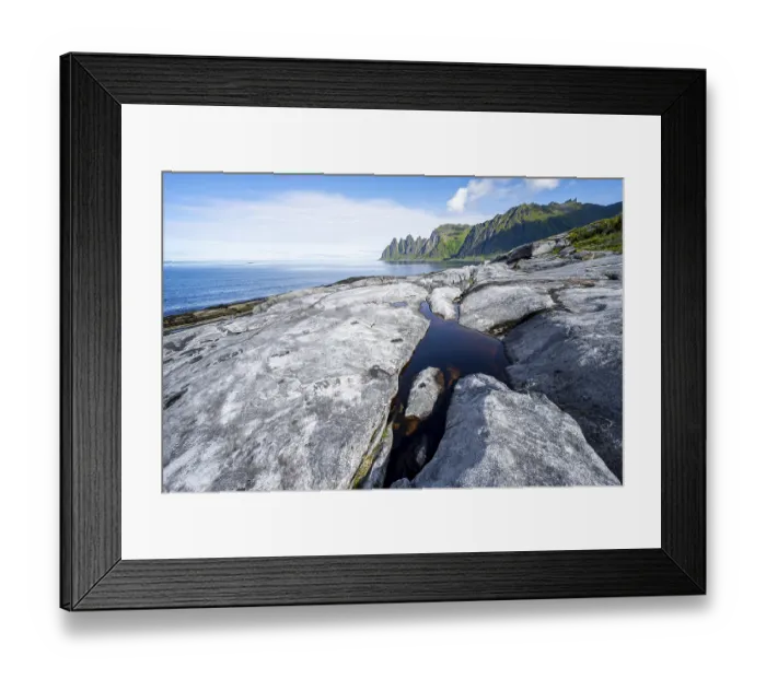 Framed Print : Tidal pools, rocky coast of Tungeneset