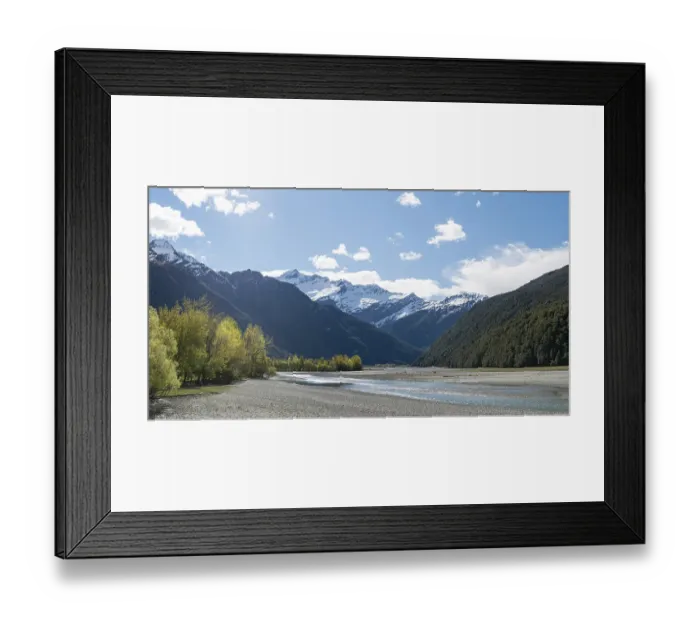 Framed Print : Matukituki River, snowy Mount Aspiring Framed Print : Matukituki River, snowy Mount Aspiring
