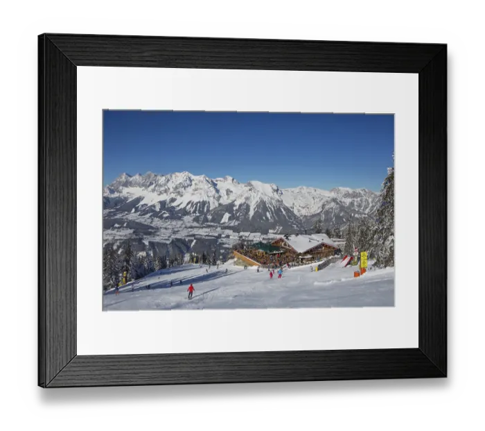 Framed Print : Ski area Planai with view to the Schafalm and the Dachstein massif Framed Print : Ski area Planai with view to the Schafalm and the Dachstein massif