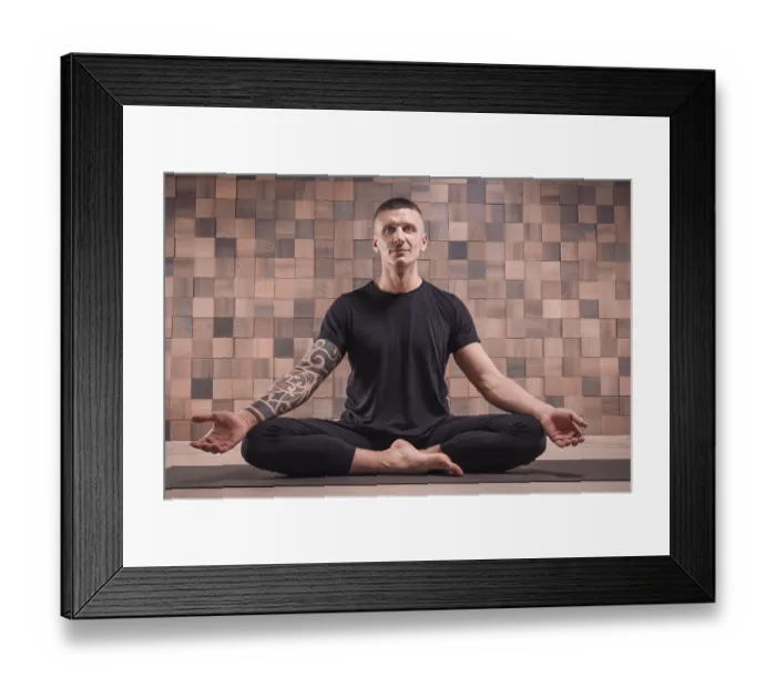 Framed Print : Adult man performs asana exercises