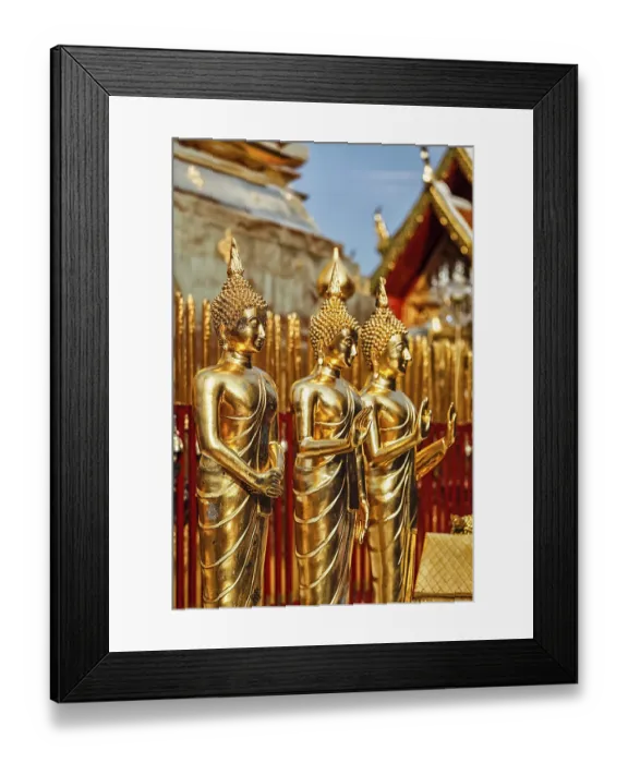 Framed Print : Gold Buddha statues in Wat Phra That Doi Suthep