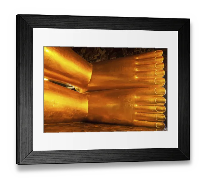 Framed Print : Reclining Buddha statue feet close up Framed Print : Reclining Buddha statue feet close up
