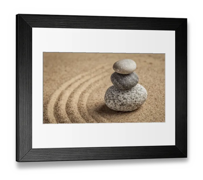 Framed Print : Japanese Zen stone garden, relaxation Framed Print : Japanese Zen stone garden, relaxation