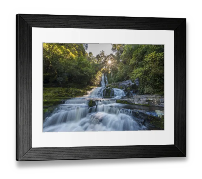 Framed Print : McLean waterfall, Sun Star, The Catlins Framed Print : McLean waterfall, Sun Star, The Catlins