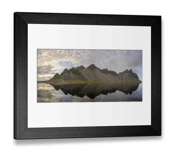 Framed Print : Water reflection, Klifatindur with Vestrahorn Framed Print : Water reflection, Klifatindur with Vestrahorn