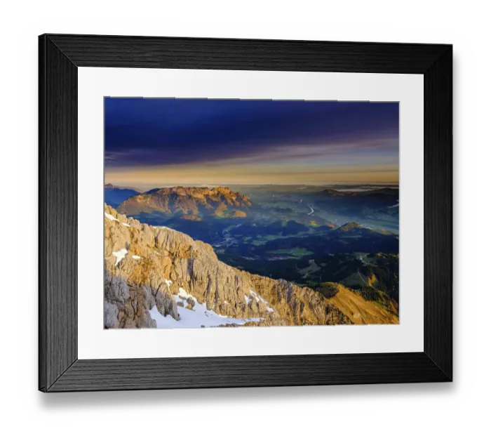 Framed Print : View from the summit of Hoher Goell of the Untersberg and the Salzach Valley