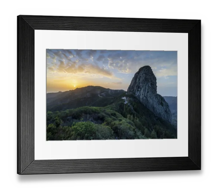 Framed Print : Roque de Agando rock tower at sunrise