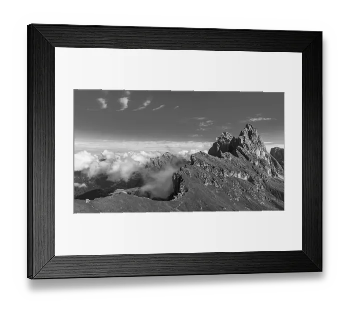Framed Print : The peaks Sas Rigais and Furchetta of the Geisler group