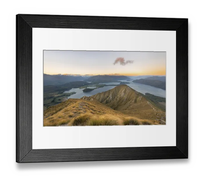 Framed Print : View of mountains and lake from Mount Roy Framed Print : View of mountains and lake from Mount Roy
