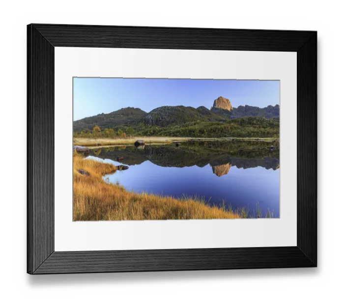 Framed Print : Mountain reflected in lake, autumn Framed Print : Mountain reflected in lake, autumn