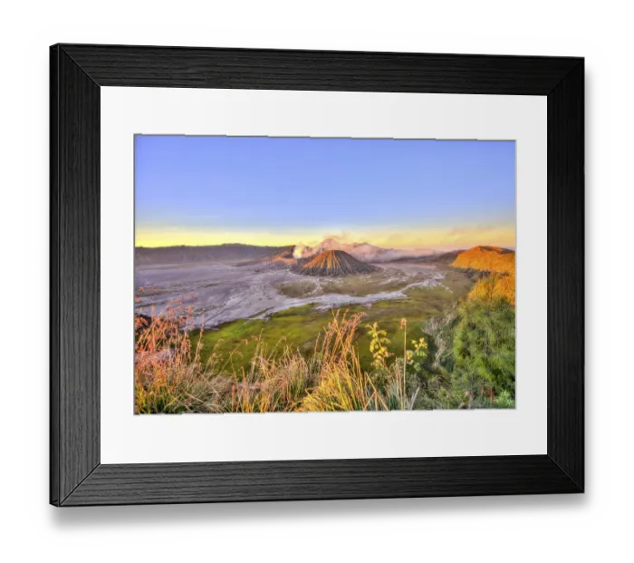 Framed Print : Sunrise, smoking volcano Mount Bromo, Mt Framed Print : Sunrise, smoking volcano Mount Bromo, Mt