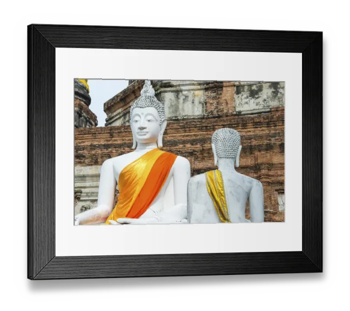 Framed Print : Buddha statues in front of the stupa at Wat Yai Chai Mongkhon