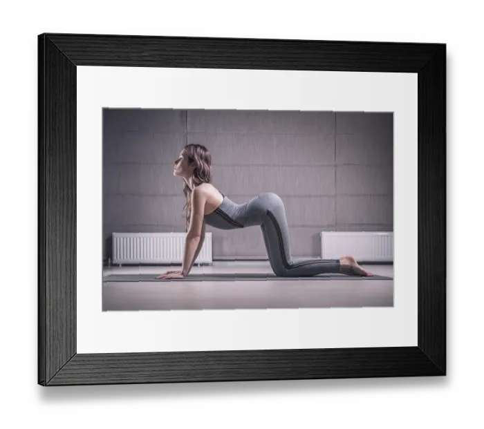 Framed Print : Image of an adult woman in yoga place