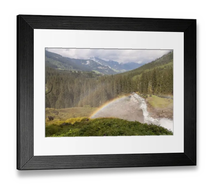 Framed Print : Krimml Waterfalls with rainbow