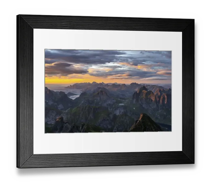 Framed Print : View over mountain top and sea Framed Print : View over mountain top and sea