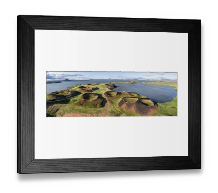 Framed Print : Aerial view of green volcanic crater Framed Print : Aerial view of green volcanic crater