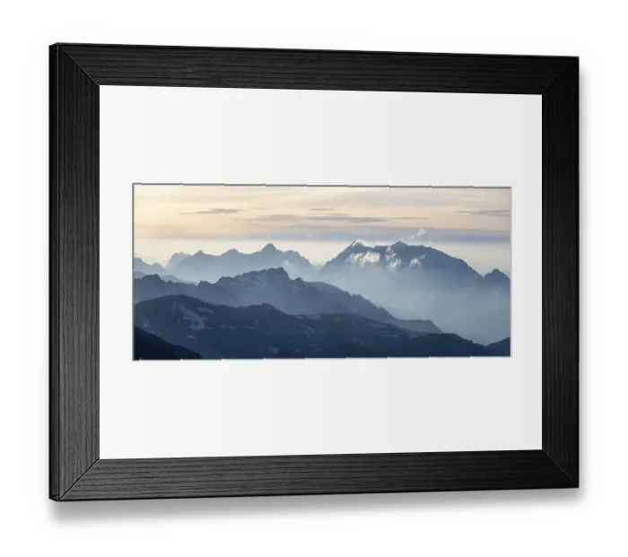 Framed Print : Evening mood, silhouettes, dramatic mountain landscape Framed Print : Evening mood, silhouettes, dramatic mountain landscape