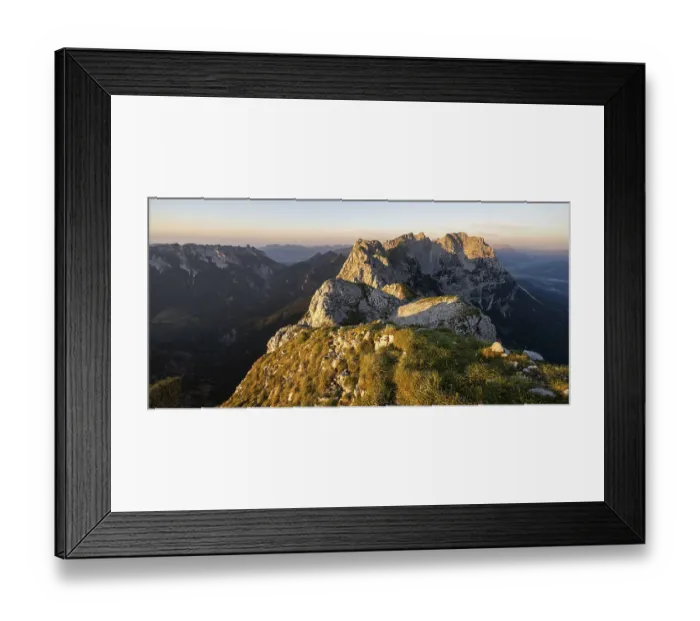 Framed Print : Sunset, mountain range, view from Schaffauer Framed Print : Sunset, mountain range, view from Schaffauer