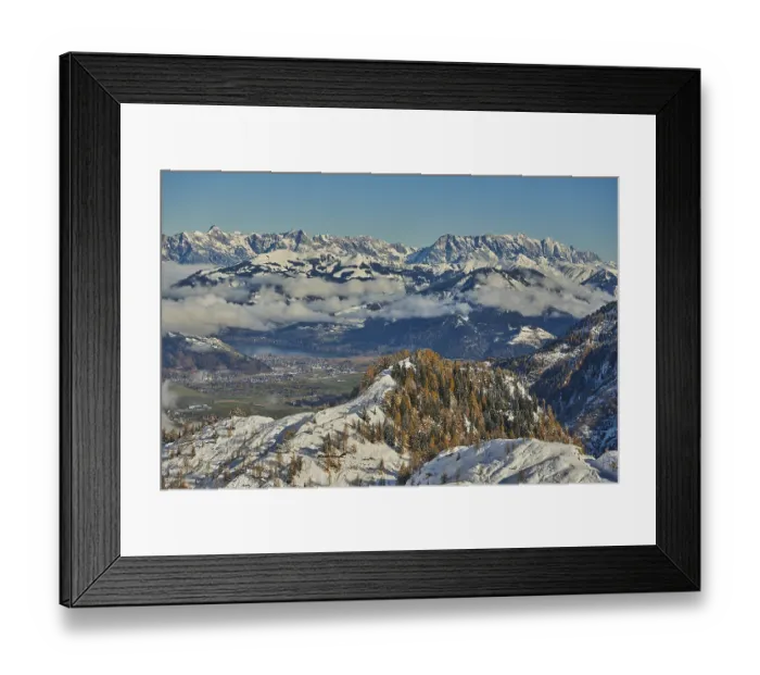 Framed Print : View from Mount Kitzsteinhorn on snow covered mountains