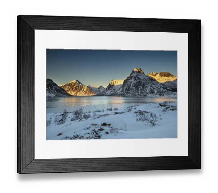 Framed Print : Winter Scandinavian landscape, fjord Framed Print : Winter Scandinavian landscape, fjord