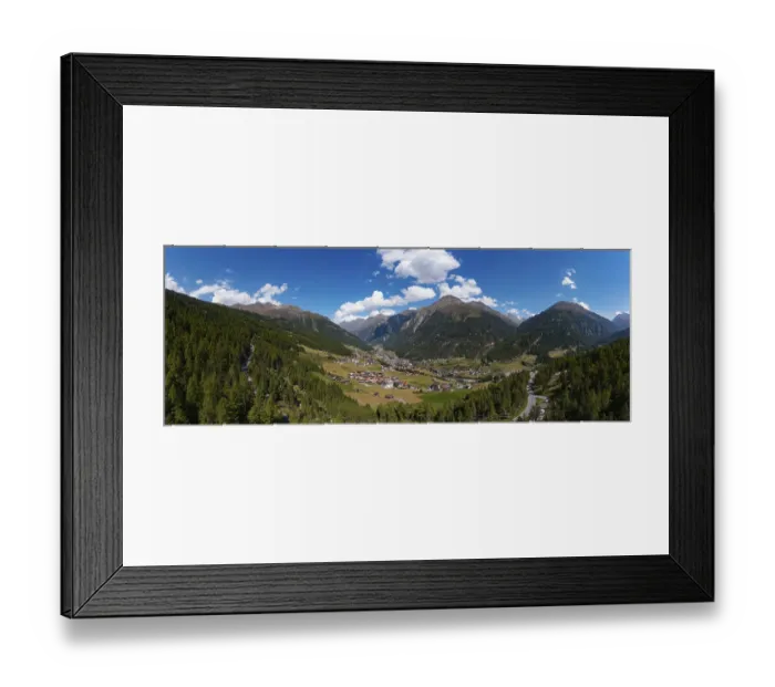 Framed Print : Drone shot, panoramic view of Soelden