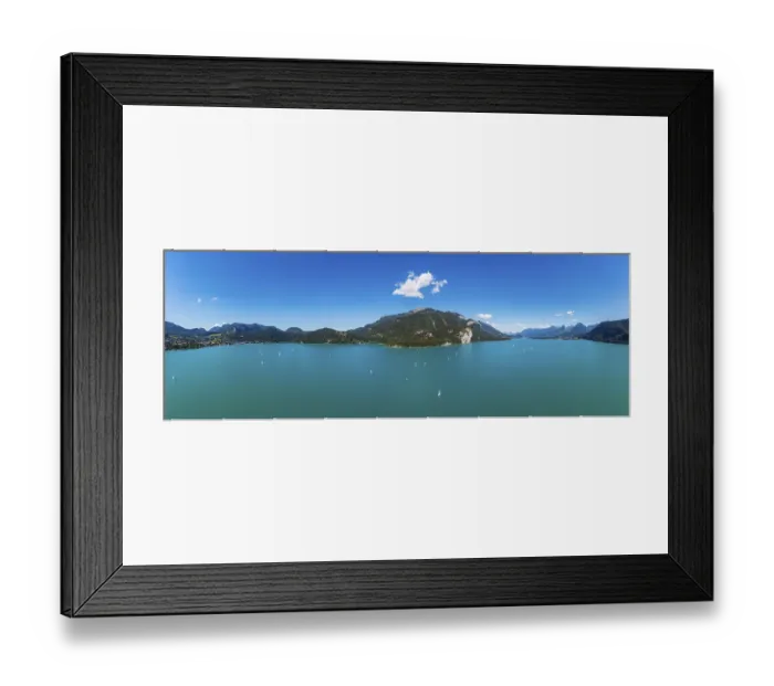Framed Print : Drone shot, panorama shot, Wolfgangsee with Schafberg Framed Print : Drone shot, panorama shot, Wolfgangsee with Schafberg
