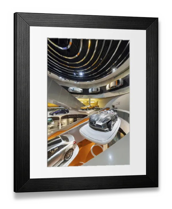 Framed Print : Mercedes Museum, Stuttgarts most visited museum is part of the Mercedes-Benz World in Untertuerkheim