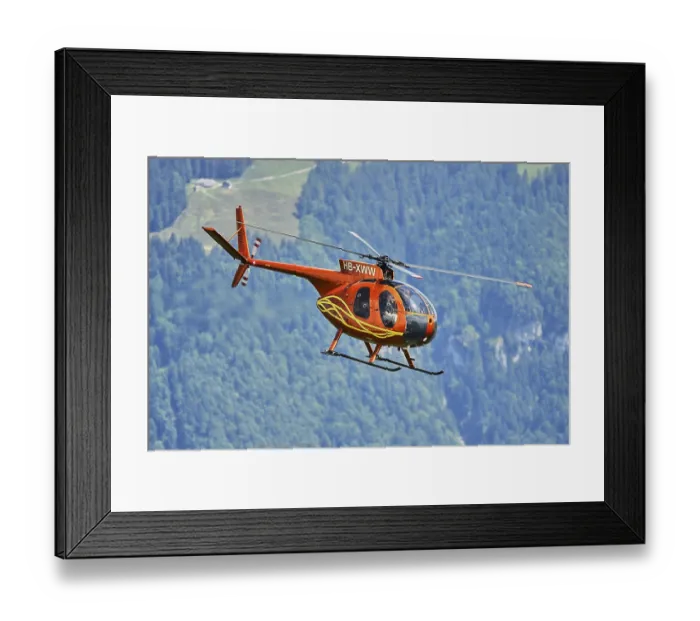 Framed Print : Vintage helicopter, Hughes, 369HS