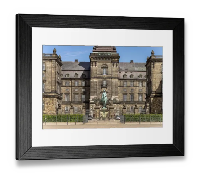 Framed Print : Court of honour with equestrian statue of King Christian IX at Christiansborg Palace