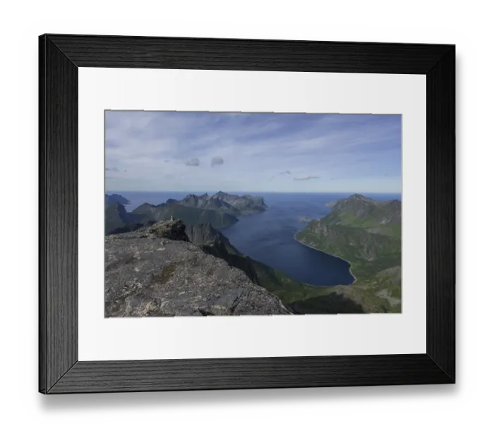 Framed Print : View from Mt Keipen, 936m, fishing village of Husoy at the back