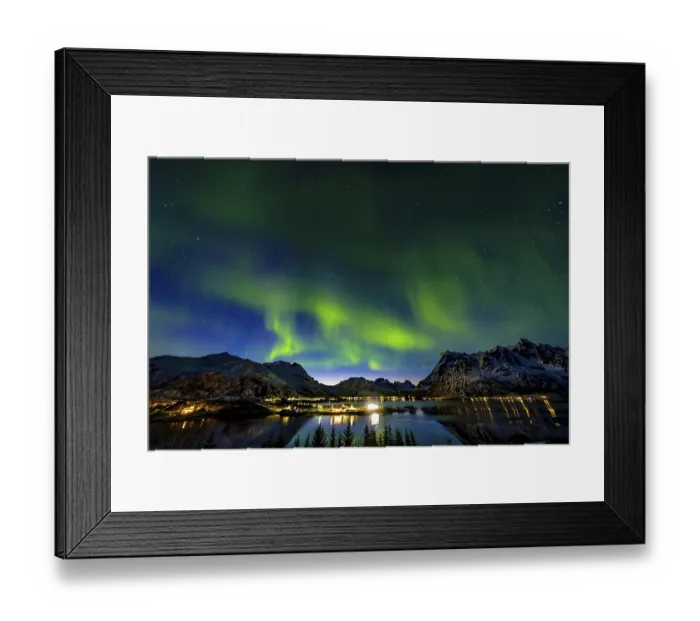 Framed Print : Aurora Borealis, northern lights above Laupstad Framed Print : Aurora Borealis, northern lights above Laupstad