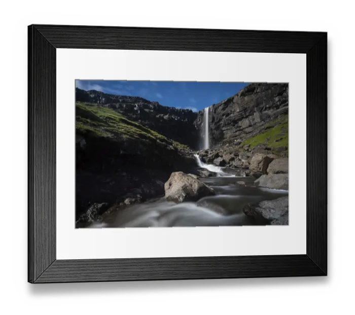 Framed Print : Fossa Waterfall, largest waterfall in the Faroe Islands