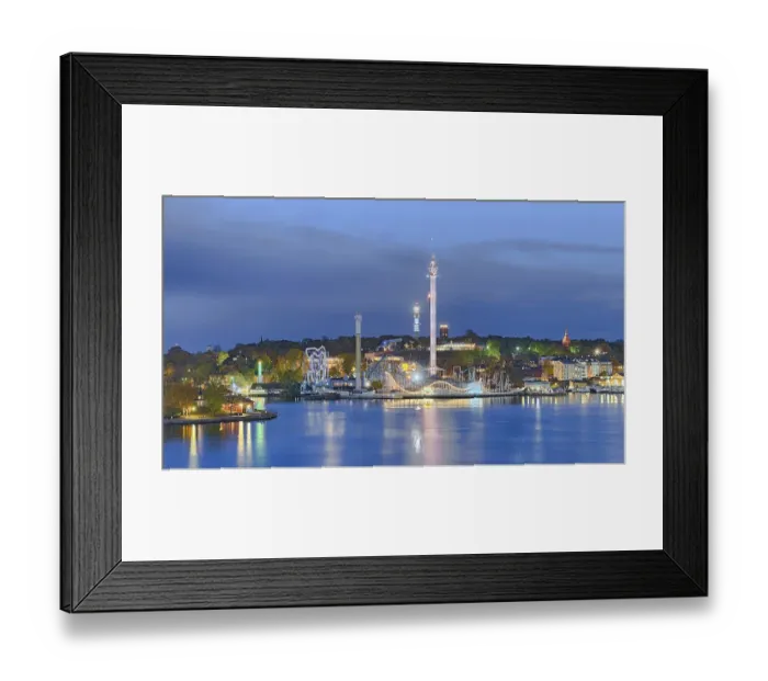 Framed Print : Amusement park, illuminated, Stockholm Framed Print : Amusement park, illuminated, Stockholm