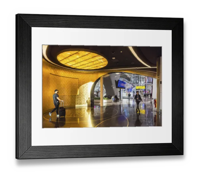 Framed Print : Abu Dhabi Airport, Zayed International Airport with passengers