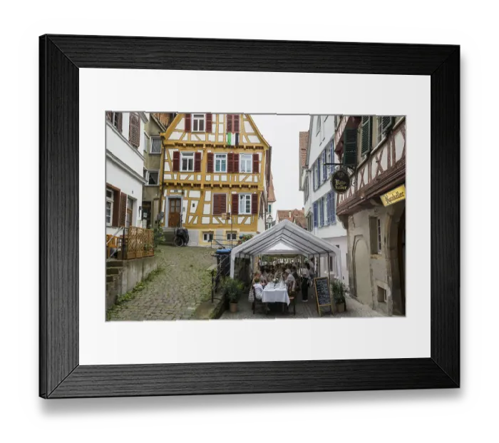Framed Print : Old town with historic buildings and half-timbered houses Framed Print : Old town with historic buildings and half-timbered houses